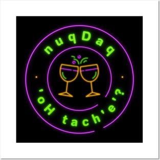 Where's the Bar? - nuqDaq 'oH tach'e'? Revised Neon Sign Version (MD23KL005) Posters and Art